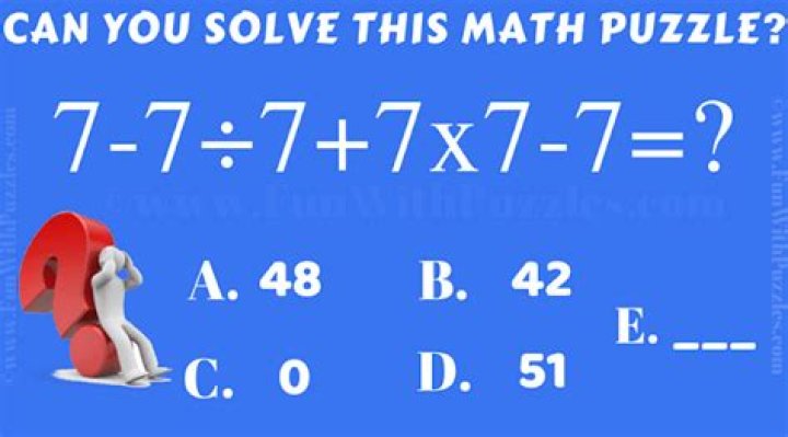 Brain Teaser: 7+7/7+7x7-7 Solve This Hard Math Equation